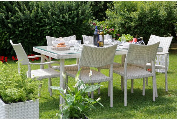 Tavolo da Giardino in Polyrattan Rettangolare 160x90x77cm Adila Melange Grigio