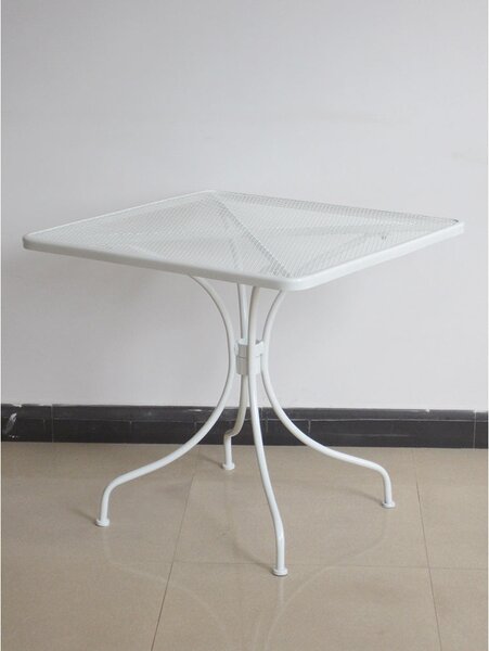 Tavolo da Giardino in Ferro Quadrato 80x80x71cm Ronna Bianco