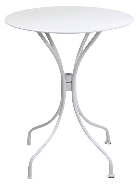 Tavolino da Giardino in Ferro Tondo Ø60x71cm Old Bianco