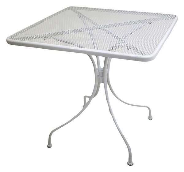 Tavolo da Giardino in Ferro Quadrato 80x80x71cm Ronna Bianco
