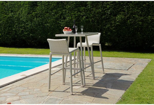 Tavolino Bar da Giardino in Polyrattan Quadrato 70x70x107cm Adila Melange Grigio