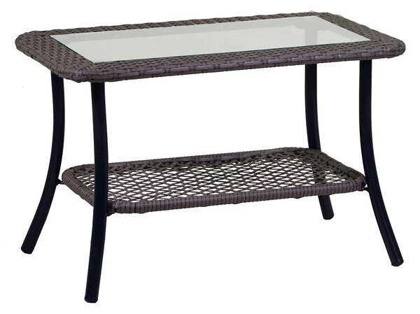 Tavolino da Giardino in Polyrattan Rettangolare 70x40x45cm Providence Grigio