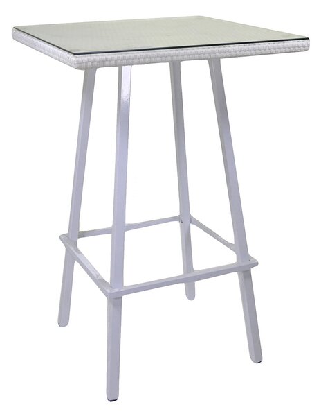 Tavolino Bar da Giardino in Polyrattan Quadrato 70x70x107cm Adila Bianca