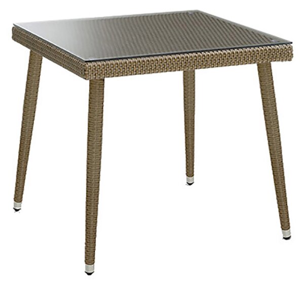Tavolo da Giardino in Polyrattan Quadrato 80x80x77cm Adila Melange Noce