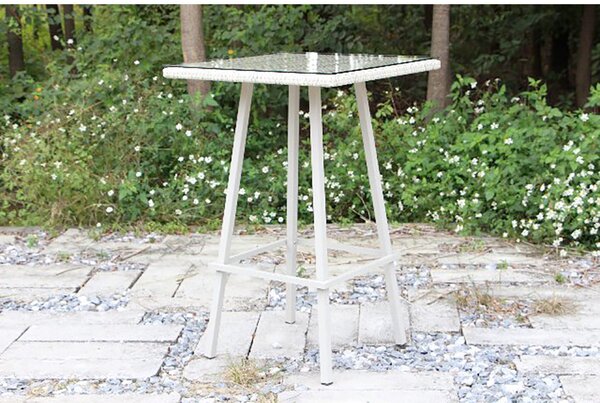 Tavolino Bar da Giardino in Polyrattan Quadrato 70x70x107cm Adila Melange Noce