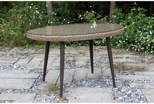 Tavolino da Giardino in Polyrattan Ovale 128x73x76cm Adila Noce