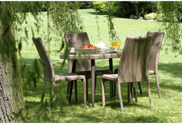 Tavolino da Giardino in Polyrattan Ovale 128x73x76cm Adila Melange Noce