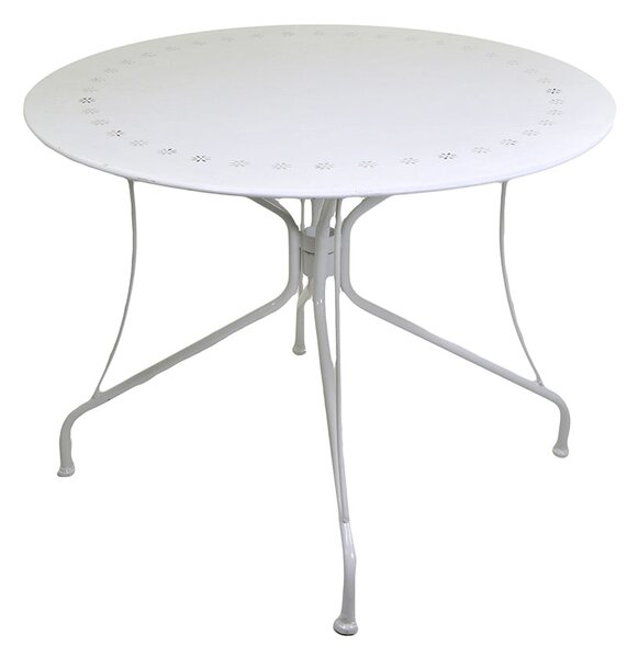 Tavolino da Giardino in Ferro Tondo Ø95x72cm Old Bianco