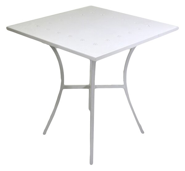 Tavolino da Giardino in Ferro Quadrato 70x70x71cm Old Bianco