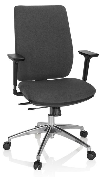 Sedia da ufficio in tessuto, color grigio scuro, ergonomica, regolabile in altezza, dimensioni 123x74x63 cm