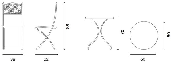 Set da Giardino in Ferro Ø60cm Vorghini Bistrò Tondo Bianco