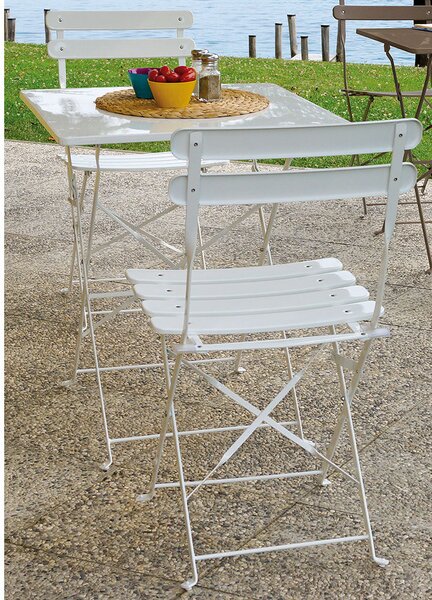 Set da Giardino in Ferro 60X60cm Vorghini Bistrò Quadrato Avorio