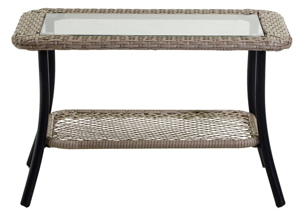 Tavolino da Giardino in Polyrattan Rettangolare 70x40x45cm Providence Crema