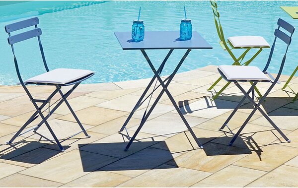 Set da Giardino in Ferro 60X60cm Vorghini Bistrò Quadrato Avio