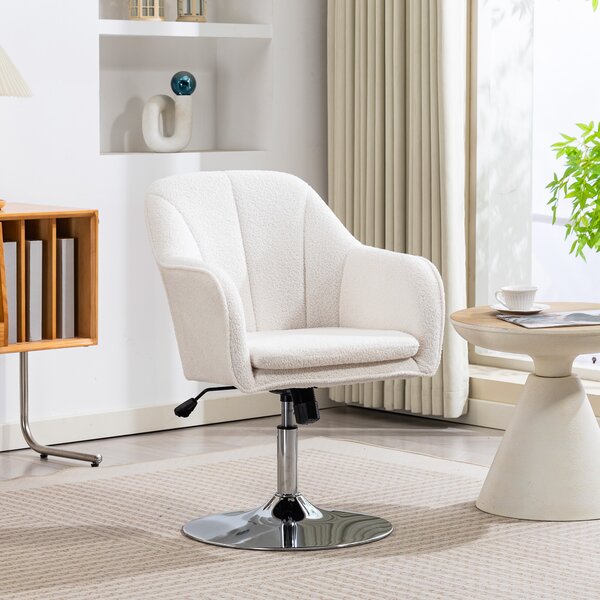 HOMCOM Poltrona da salotto, sedia girevole con altezza regolabile, funzione basculante, cuscino imbottito, 61 x 64 x 80-92 cm, bianco | Aosom Italy