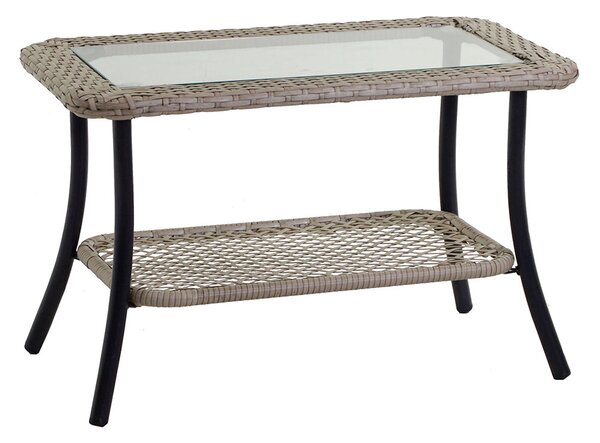 Tavolino da Giardino in Polyrattan Rettangolare 70x40x45cm Providence Crema