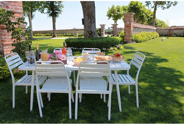 Tavolo da Giardino in Alluminio Rettangolare 80x160x76cm Las Vegas Bianco