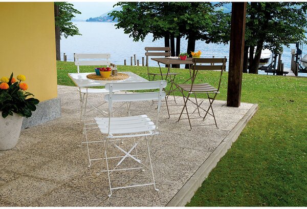 Set da Giardino in Ferro 60X60cm Vorghini Bistrò Quadrato Avorio