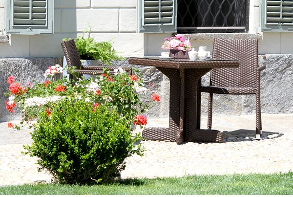 Tavolino da Giardino in Polyrattan Quadrato 70x70x75cm Adila Noce