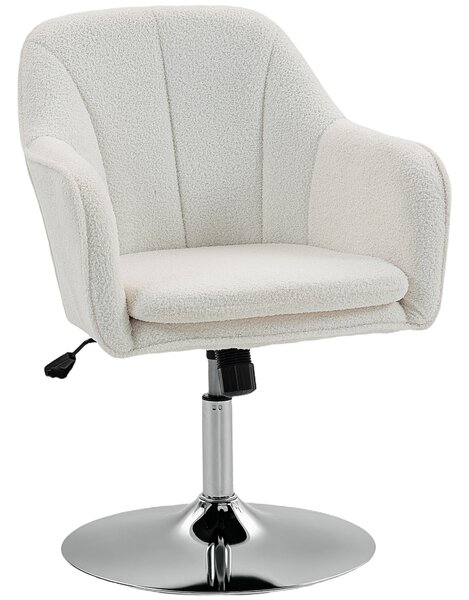 HOMCOM Poltrona da salotto, sedia girevole con altezza regolabile, funzione basculante, cuscino imbottito, 61 x 64 x 80-92 cm, bianco | Aosom Italy
