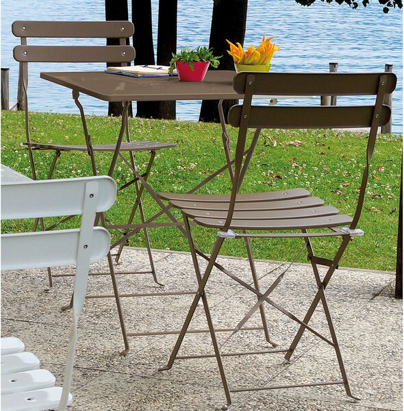 Set da Giardino in Ferro 60X60cm Vorghini Bistrò Quadrato Tortora