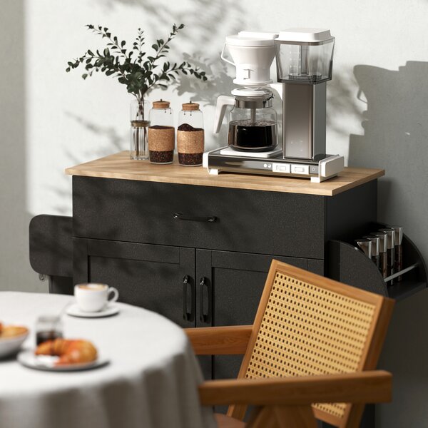 HOMCOM Carrello/isola da cucina multi-scomparti cassetti mobile 2 ante con ripiano regolabile 105 x 36 x 85 cm nero | Aosom Italy