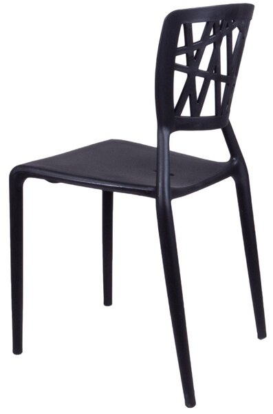 Set 4 Sedie da Giardino in Polipropilene Vandi Nere