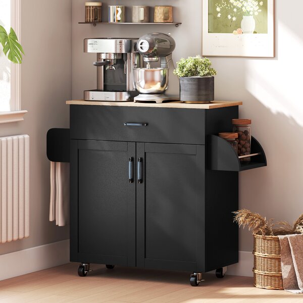 HOMCOM Carrello/isola da cucina multi-scomparti cassetti mobile 2 ante con ripiano regolabile 105 x 36 x 85 cm nero | Aosom Italy