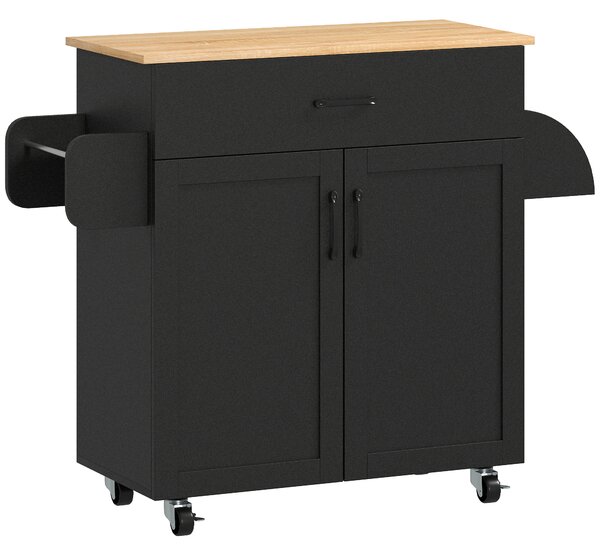 HOMCOM Carrello/isola da cucina multi-scomparti cassetti mobile 2 ante con ripiano regolabile 105 x 36 x 85 cm nero | Aosom Italy