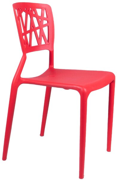 Set 4 Sedie da Giardino in Polipropilene Vandi Rosse