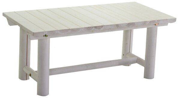 Tavolino da Giardino Rettangolare in Legno Kyoto Bianco