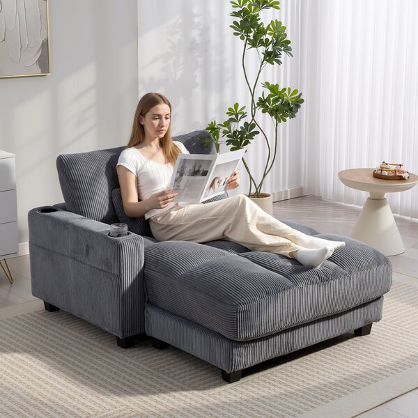 HOMCOM Divano-letto con cuscini, schiuma, trasformabile in letto, portabicchiere, grigio | Aosom Italy