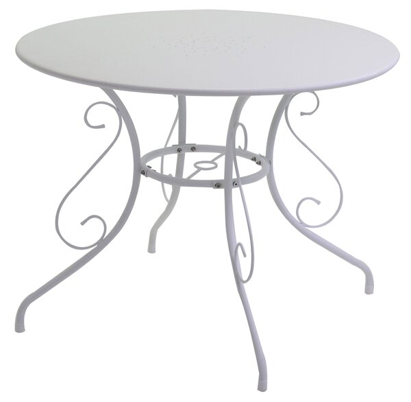 Tavolo da Giardino Rotondo Ø95cm in Metallo Old Bianco
