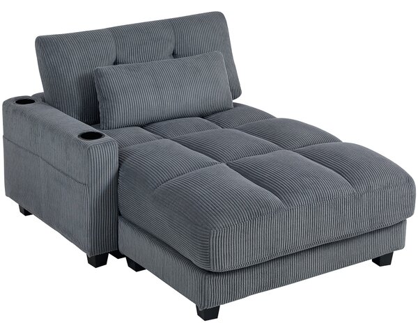 HOMCOM Divano-letto con cuscini, schiuma, trasformabile in letto, portabicchiere, grigio | Aosom Italy