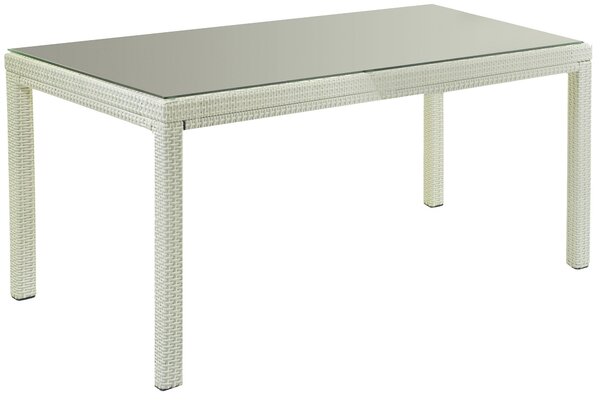 Tavolo da Giardino Rettangolare in Polyrattan Adila Bianco Ghiaccio