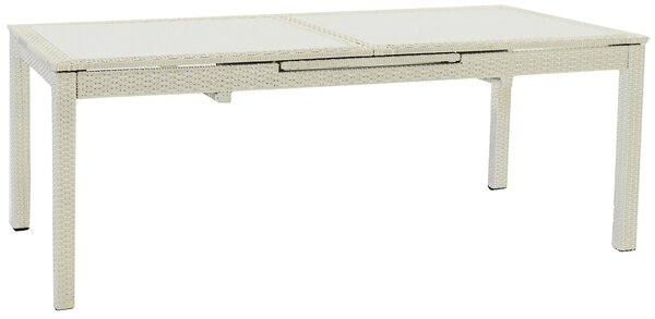 Tavolo da Giardino Rettangolare Allungabile 160/220cm in Polyrattan Bianco Ghiaccio