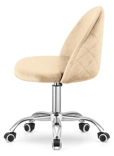 Sedia da scrivania in velluto "Gloria" color beige | Sedia girevole regolabile in altezza in velluto | Elegante sedia da ufficio per l'home office e la cameretta delle bambine