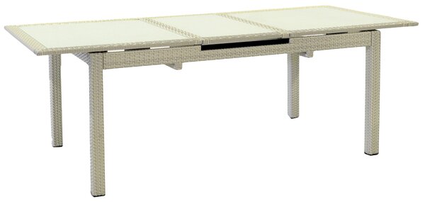 Tavolo da Giardino Rettangolare Allungabile 160/220cm in Polyrattan Bianco Ghiaccio