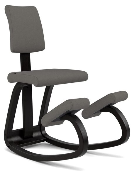 Poltrona ergonomica con schienale, in legno, colore nero e grigio