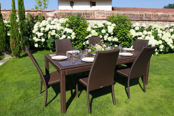 Tavolo da Giardino Rettangolare Allungabile 160/220cm in Polyrattan Adila Noce