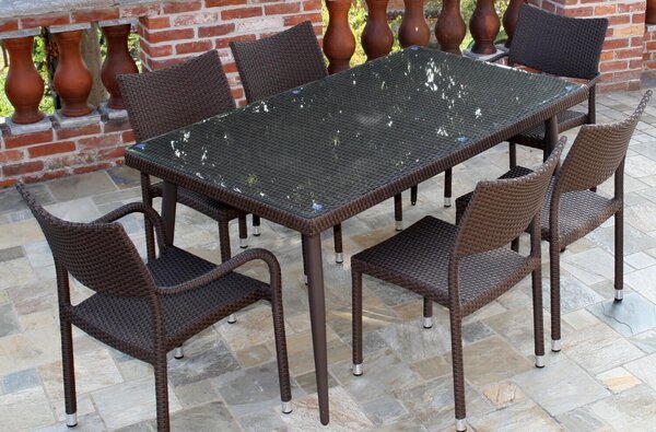 Tavolo da Giardino in Polyrattan 160x90H77cm Adila Noce