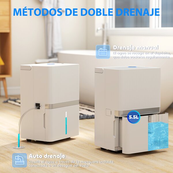 HOMCOM Deumidificatore 35 L/giorno per 40-90 m² Indicatore umidità Serbatoio 5,5 L Scarico continuo Timer 24H | Aosom Italy
