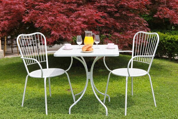 Tavolo da Giardino Quadrato in Acciaio Ivrea Bianco