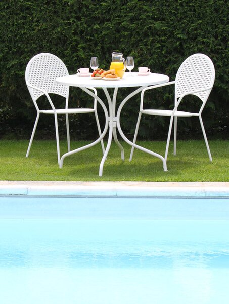 Tavolo da Giardino Rotondo Ø60cm in Acciaio Ivrea Bianco