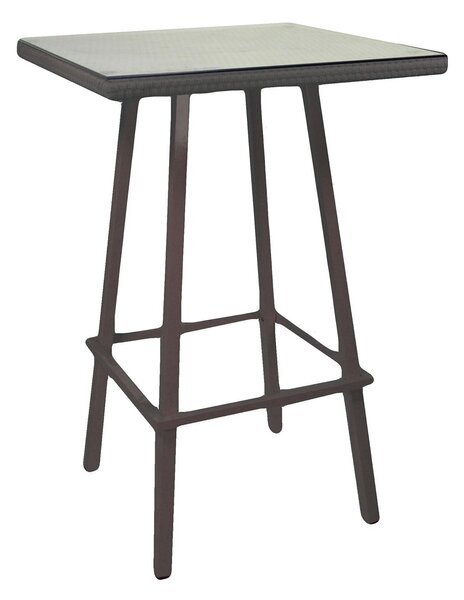Tavolo Bar da Giardino in Polyrattan 70x70H107cm Adila Noce