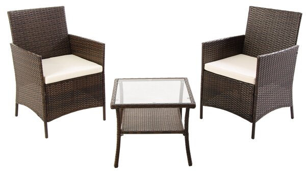 Set Tavolino + 2 Poltrone da Giardino in Polyrattan Bertozzi Rita Grigio