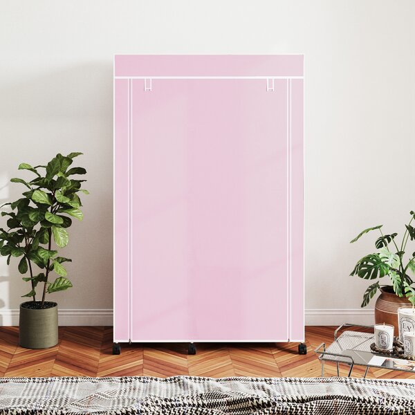 HOMCOM Armadio in Tessuto con Ruote Guardaroba Portatile con 6 Ripiani e 1 Asta per Appendere per Camera da Letto 103x43x162,5cm Rosa | Aosom Italy