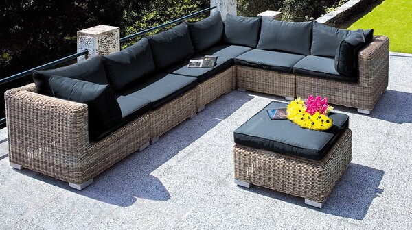 Tavolino da Giardino Pouf in Wicker con Cuscino 76x76 cm Vorghini Antigua