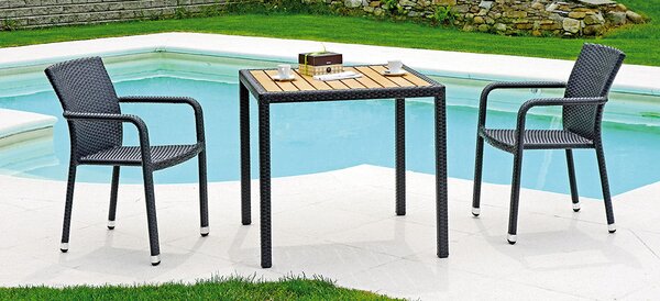 Tavolo Quadrato da Giardino 80x80 cm in Wicker Vorghini Orleans Wengé