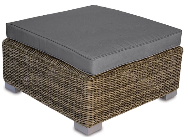 Tavolino da Giardino Pouf in Wicker con Cuscino 76x76 cm Vorghini Antigua